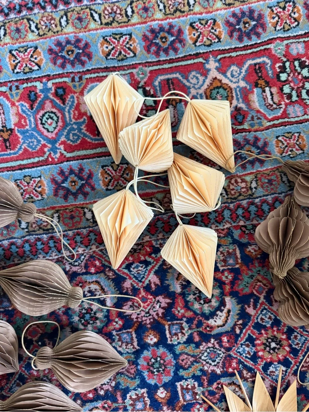 West Elm White & Gold Scandinavian Paper Ornaments & Stockings